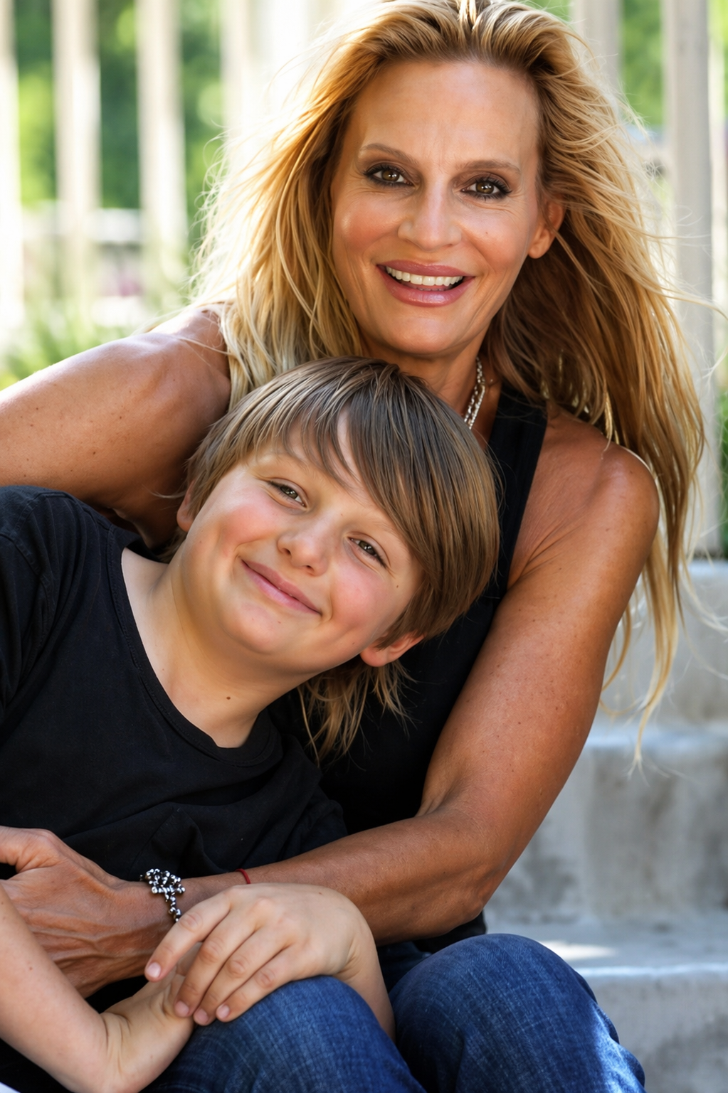 Robin LeGrand with a child